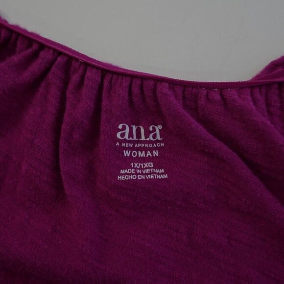A.N.A. Purple V-Neck Capped Sleeve XL Blouse / Top‎ - Picture 3 of 3